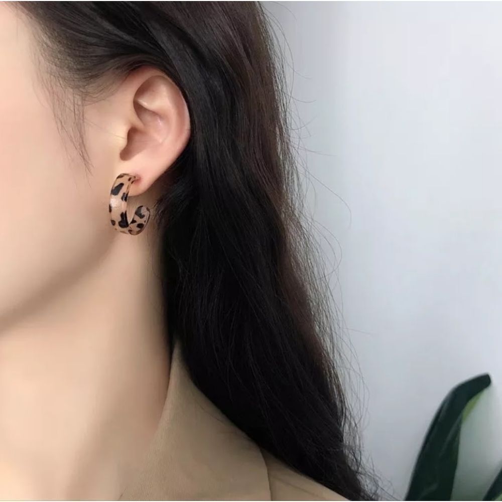 Small Leopard Print Hoops